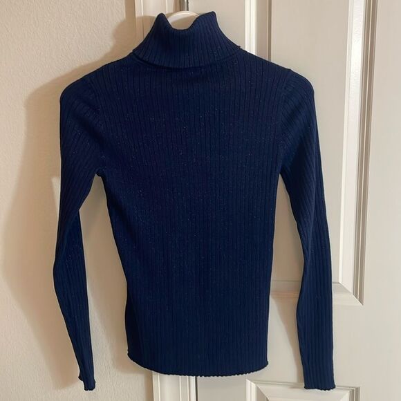 NWT J. McLaughlin Arlette “Sparkle” Navy Turtleneck Sweater - Picture 3 of 3
